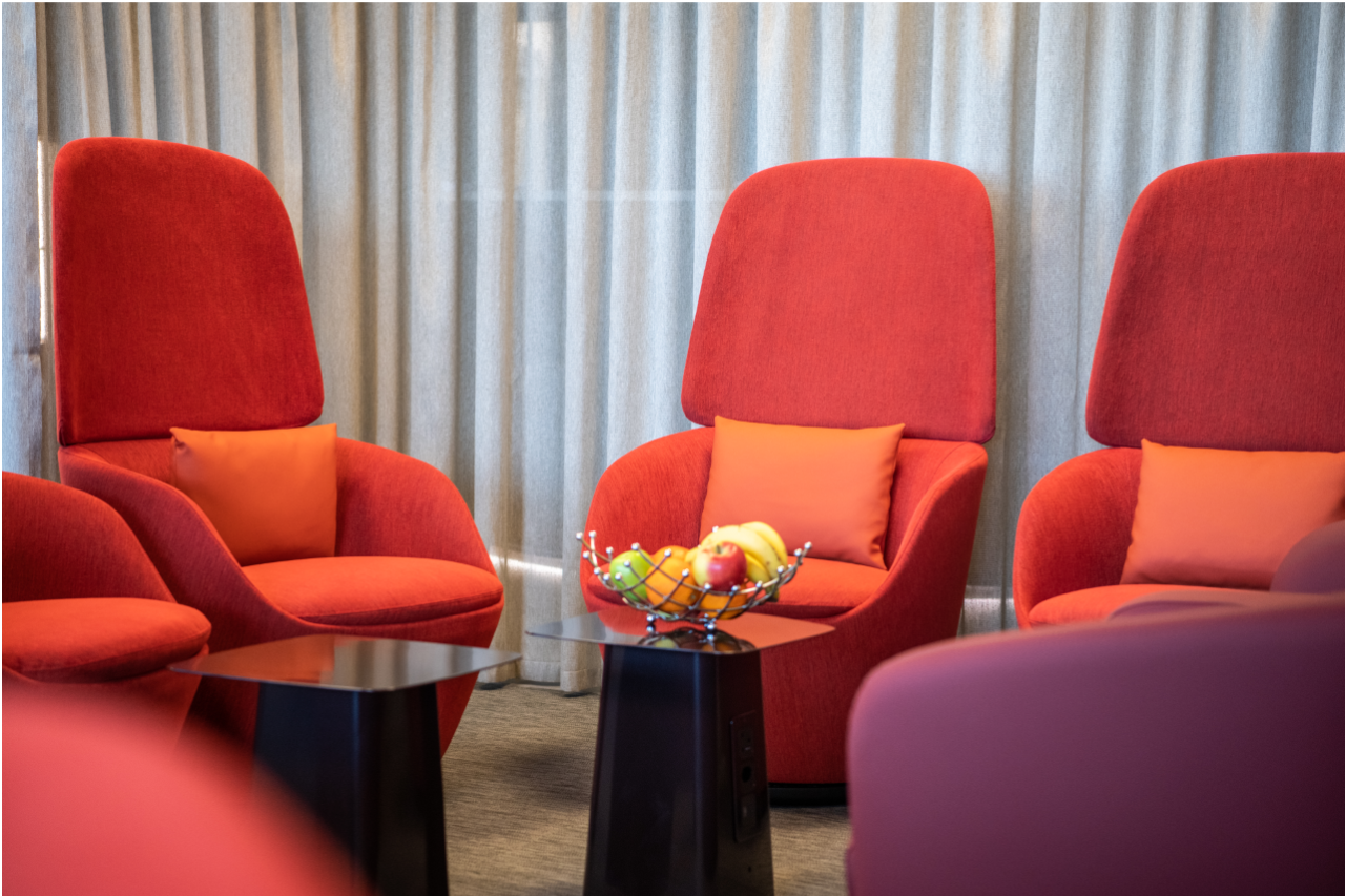 Marhaba Lounge at Zurich Airport (ZRH) - Sanctifly lounge access featuring comfortable seating, complimentary refreshments, and WiFi